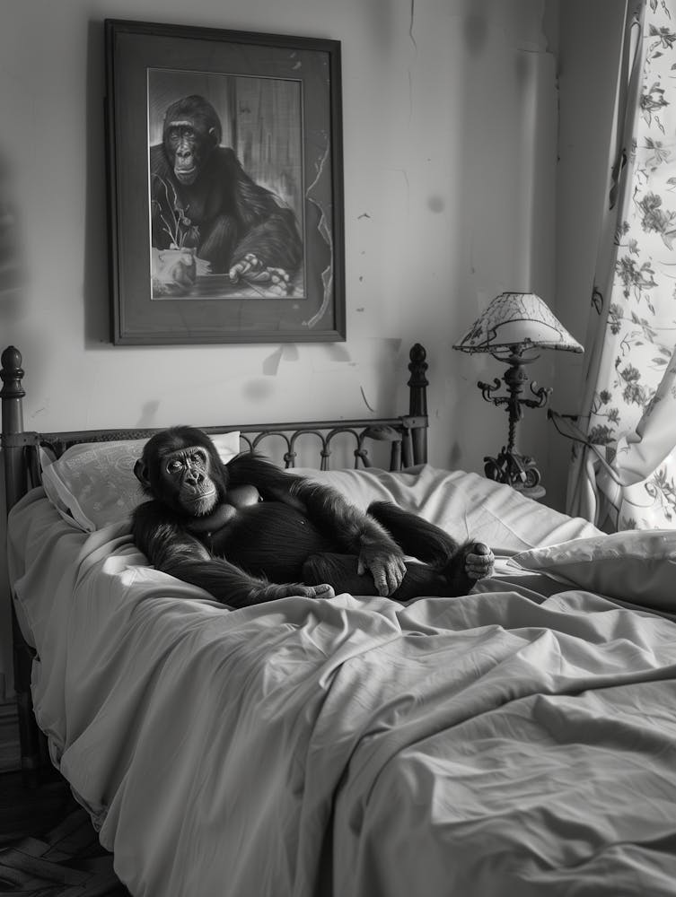 Chimpanzee In Bed