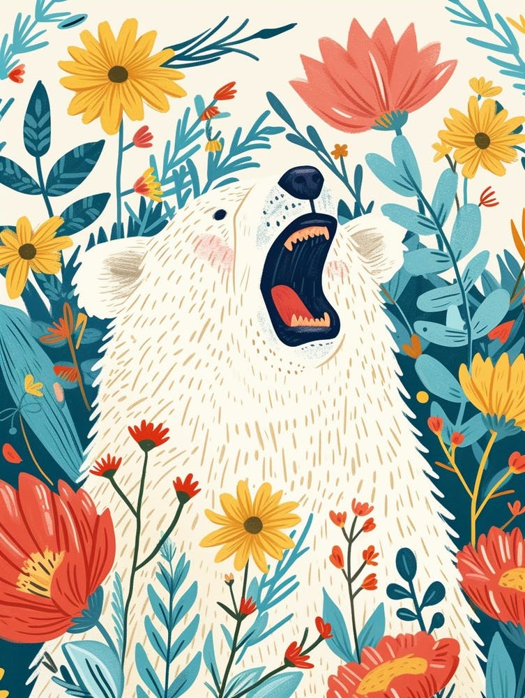 Polar Bear Growling Storybook Illustration 1
