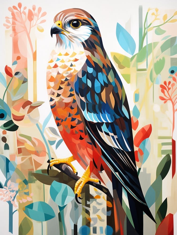 Bird Painting Collage Falcon 5