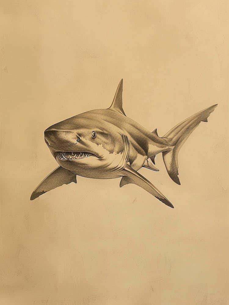 Largetooth Cookiecutter Shark Vintage Illustration 5