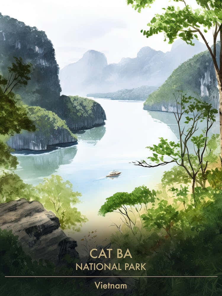 Cat Ba National Park Vietnam Watercolour 4