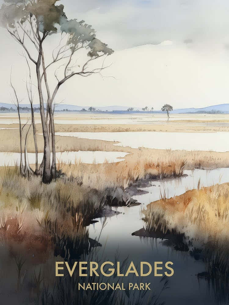 Everglades National Park Watercolour Vintage Travel Poster 1
