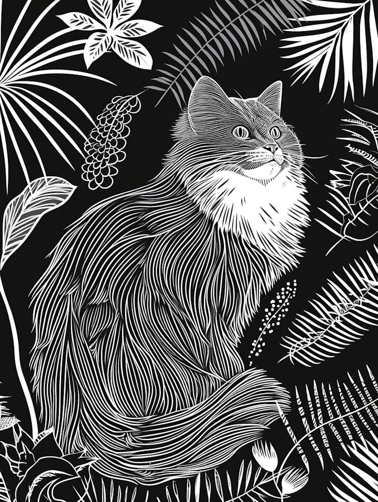 Birman Cat Minimalist Illustration 4