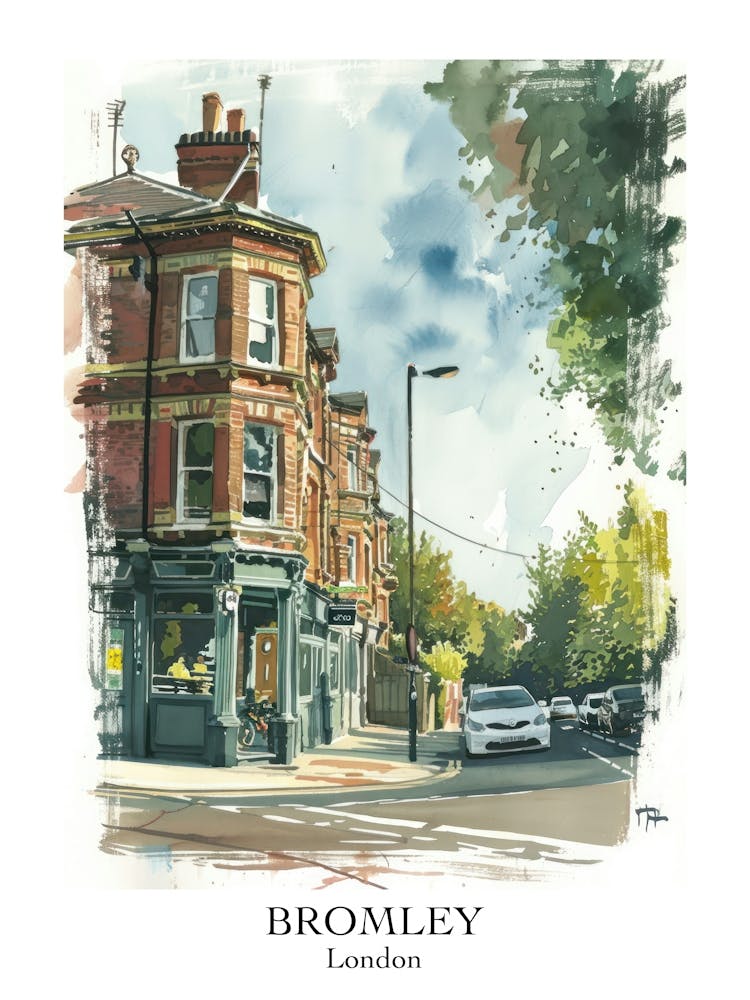 Bromley London Borough   Street Watercolour 4 Poster