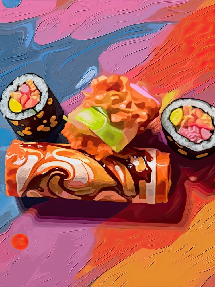 Sushi Rolls Oil Painting 1