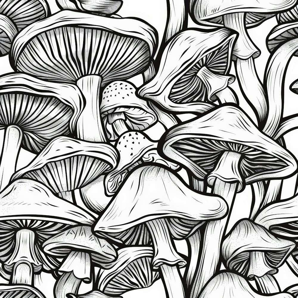 Seamless Pattern Of Mushrooms