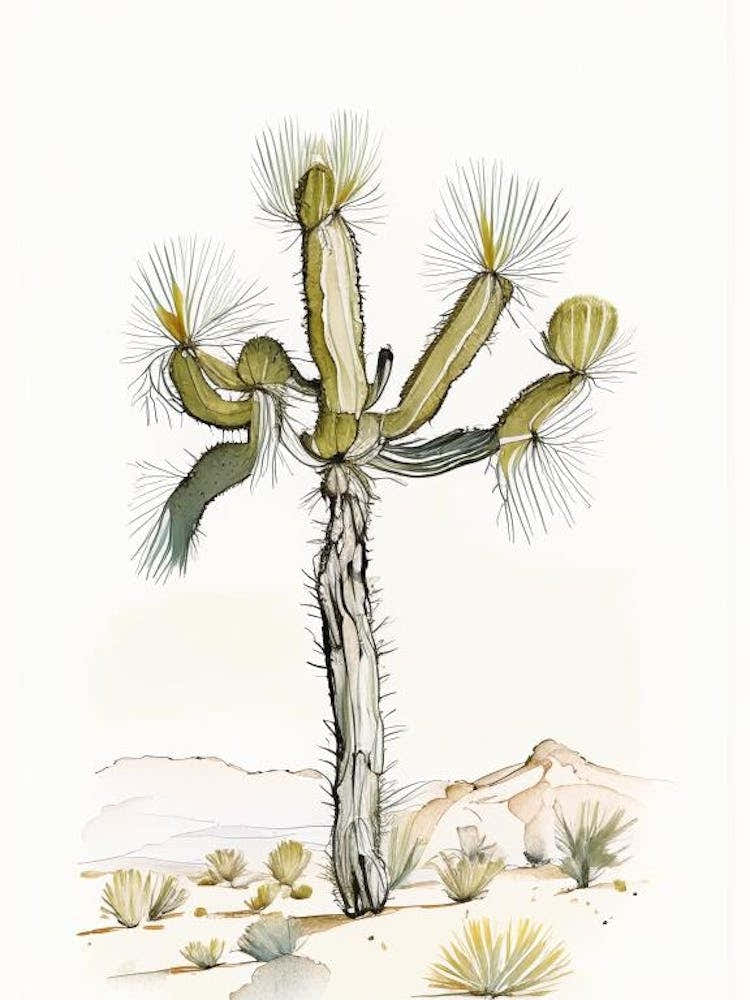 Joshua Trees National Park Minimilist Watercolour