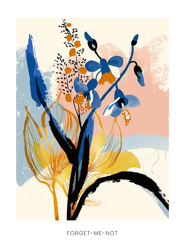 Colourful Flower Illustration Poster Forget Me Not 2