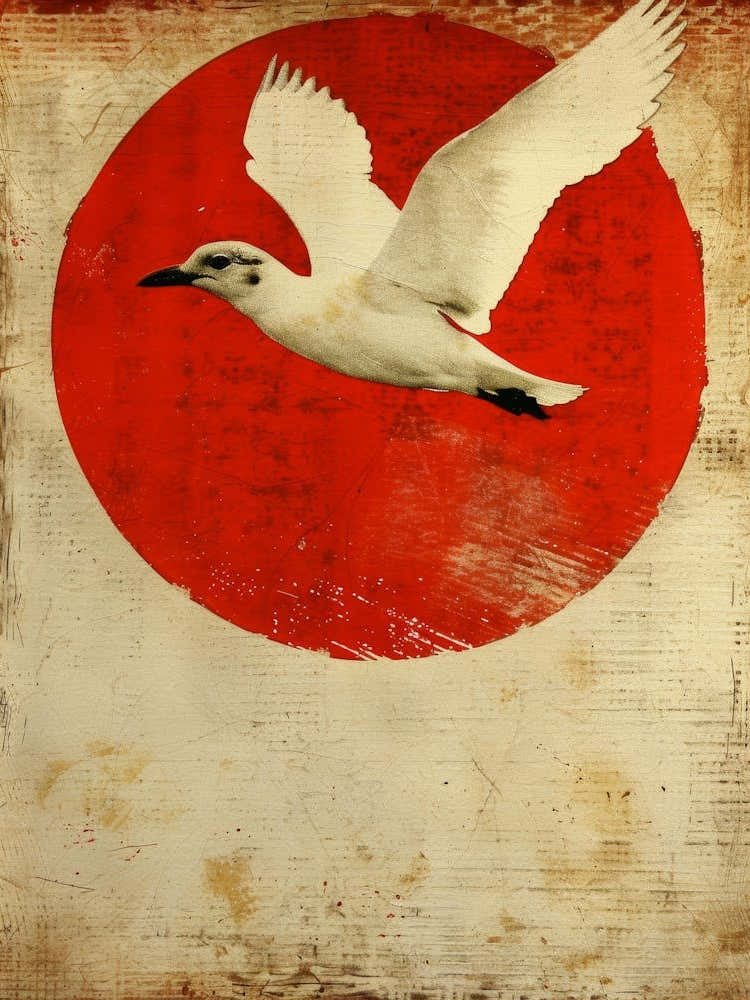 Japanese Seagull In Flight