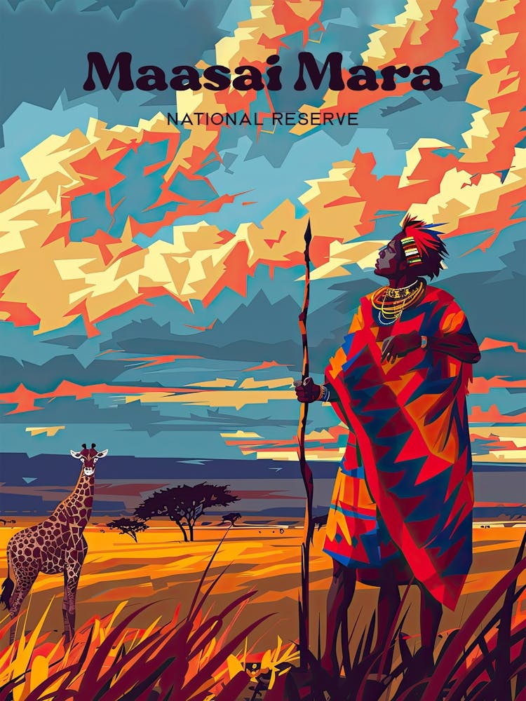 Maasai Mara Kenya National Reserve Travel Art