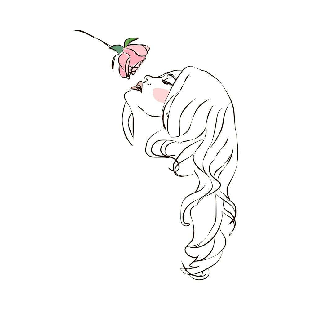 Girl Smelling Rose