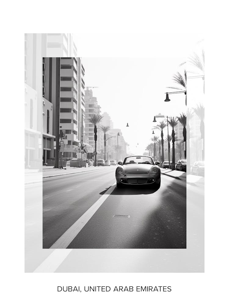 Poster Of Dubai, United Arab Emirates, Black And White Old Photo 4