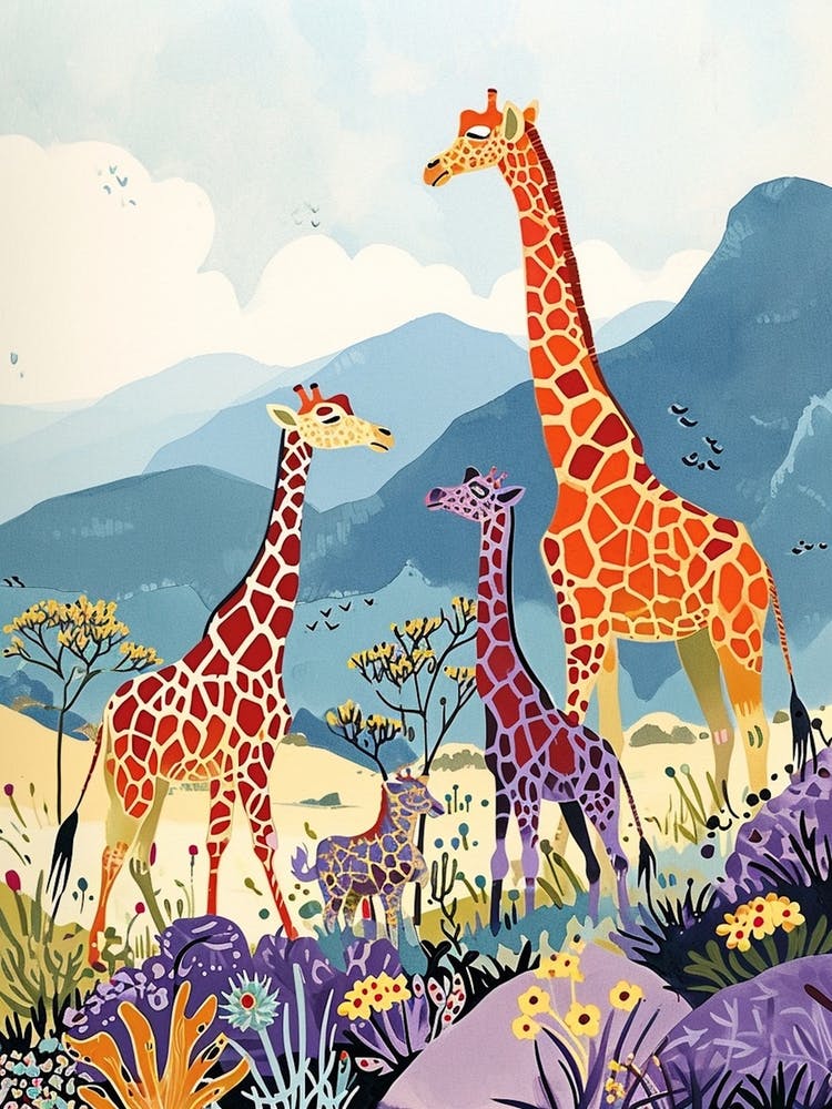 Cute Giraffe Family Illustration