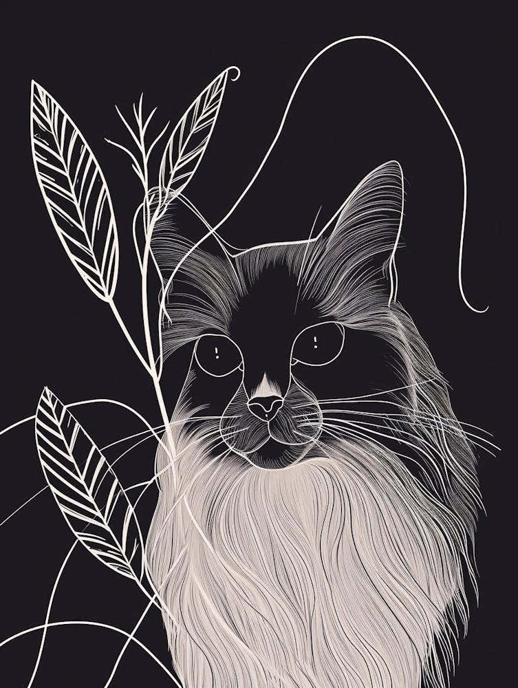 Ragdoll Cat Minimalist Illustration 2