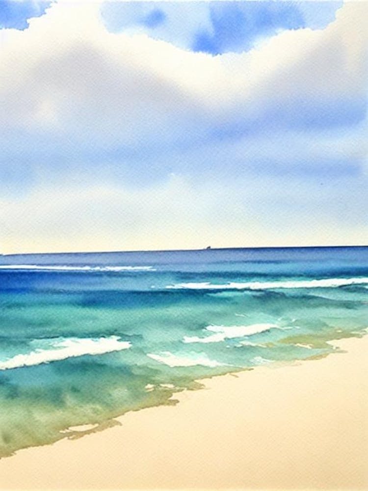 Fingal Bay Beach 2, Australia Watercolour