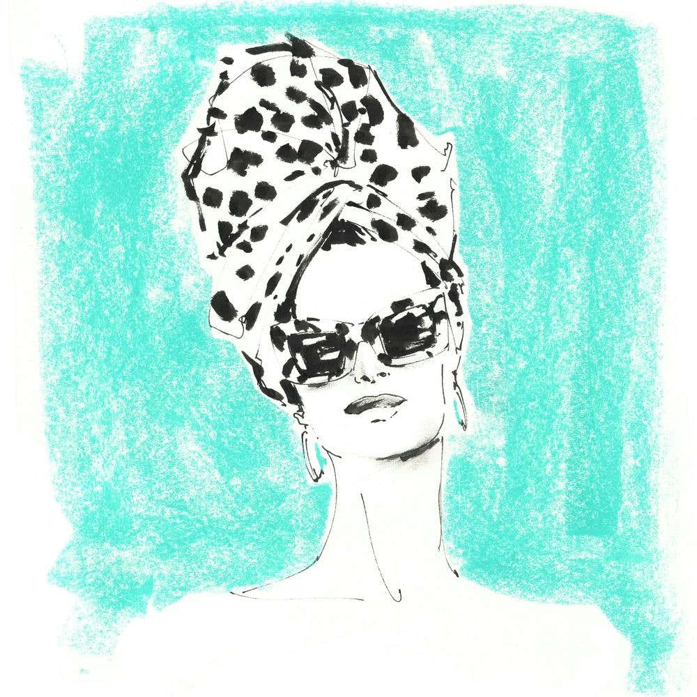 Printed Turban And Big Sunglasses Square