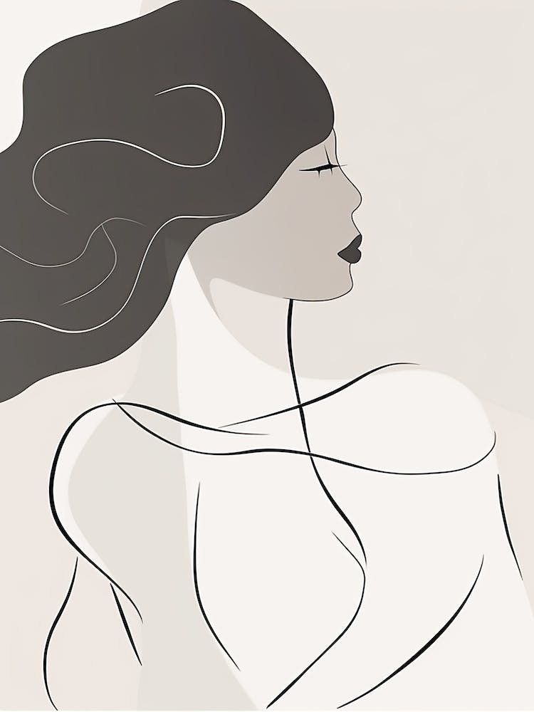 Woman Silhouette Line Art Abstract 3