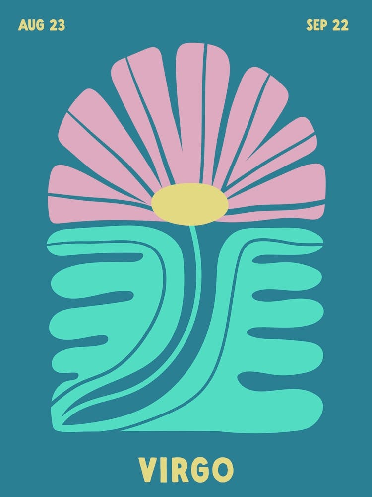 Virgo Print Zodiac Poster Astrology Wall Decor Flower Market Botanical