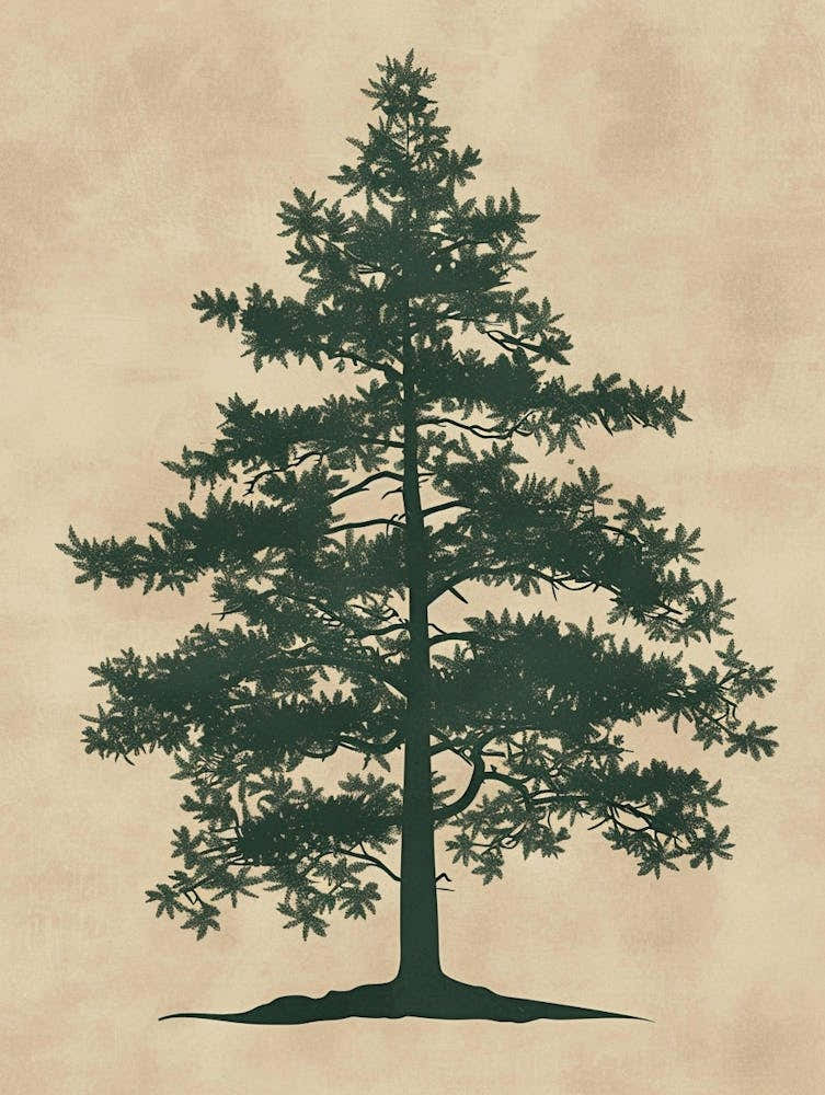 Hemlock Tree Minimal Japandi Illustration 3