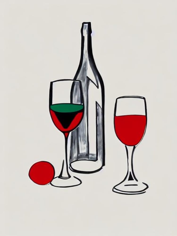 Franciacorta Satèn 1 Picasso Line Drawing Cocktail Poster