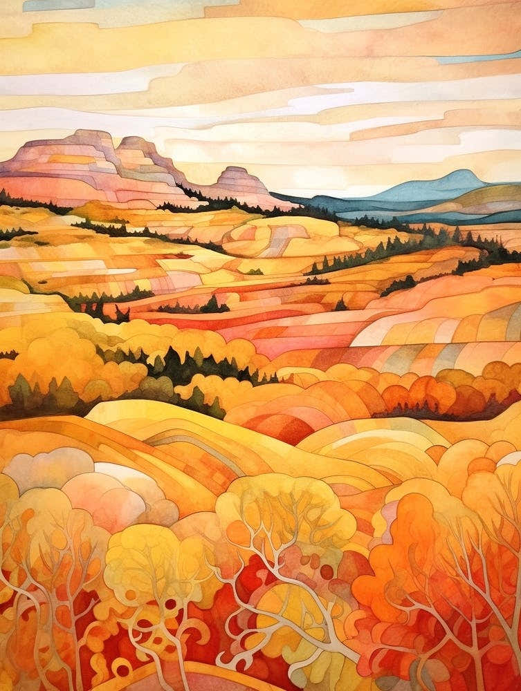 Autumn National Park Painting Acadia National Park Maine Usa 1