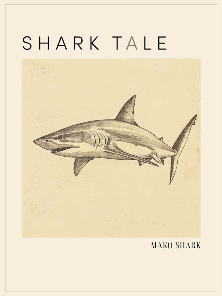 Mako Shark Vintage Illustration 5 Poster