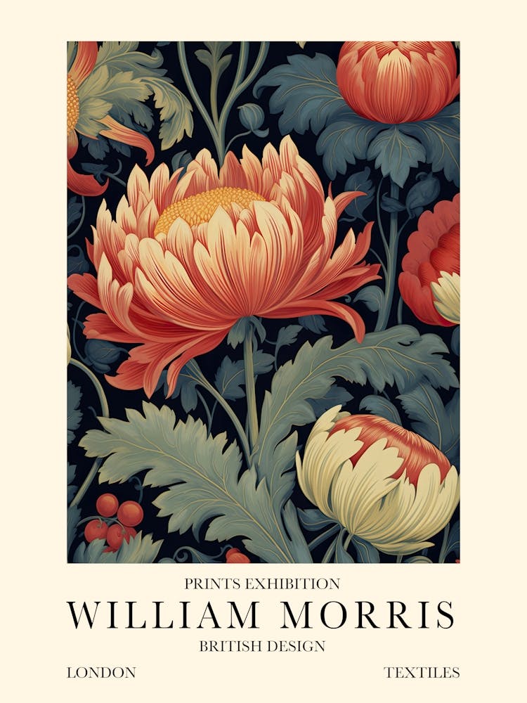 William Morris London Exhibition Poster Botanical Flower