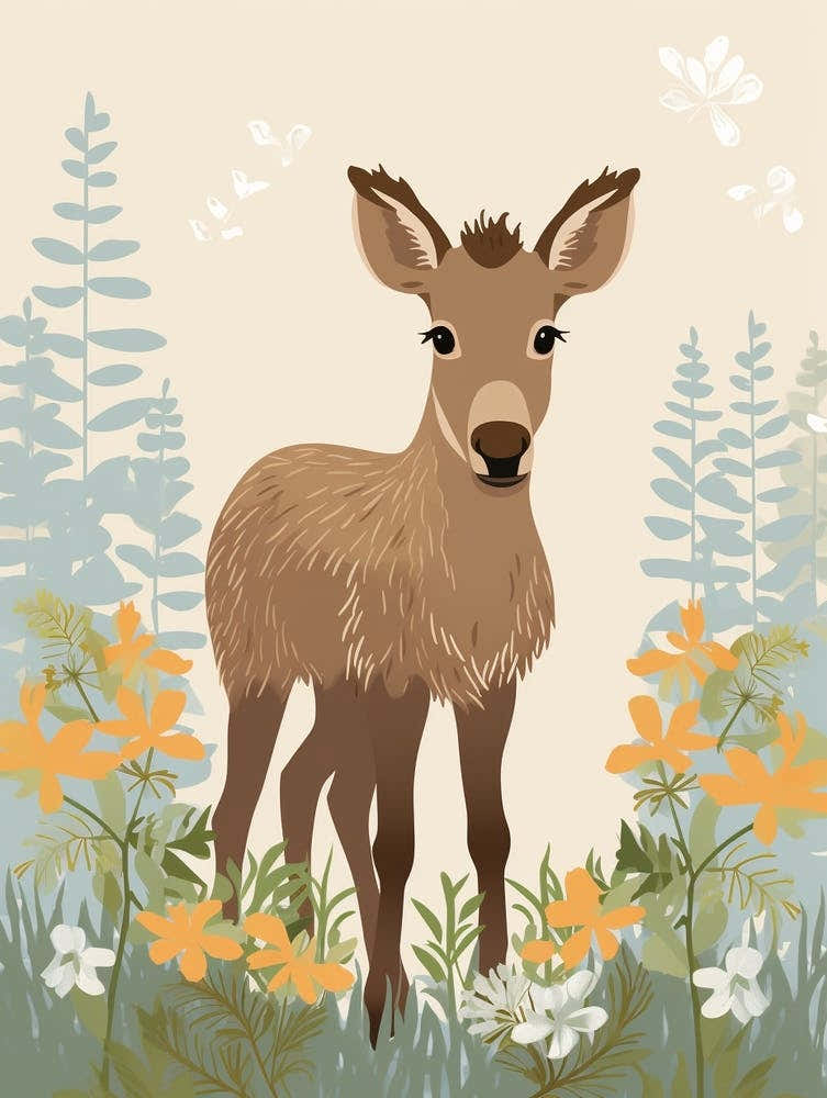 Baby Animal Illustration  Moose 1