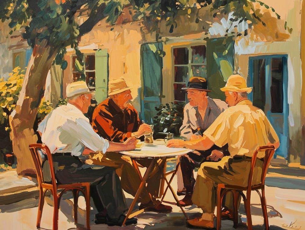 Old Men In A Country Cafe - expressionism 1