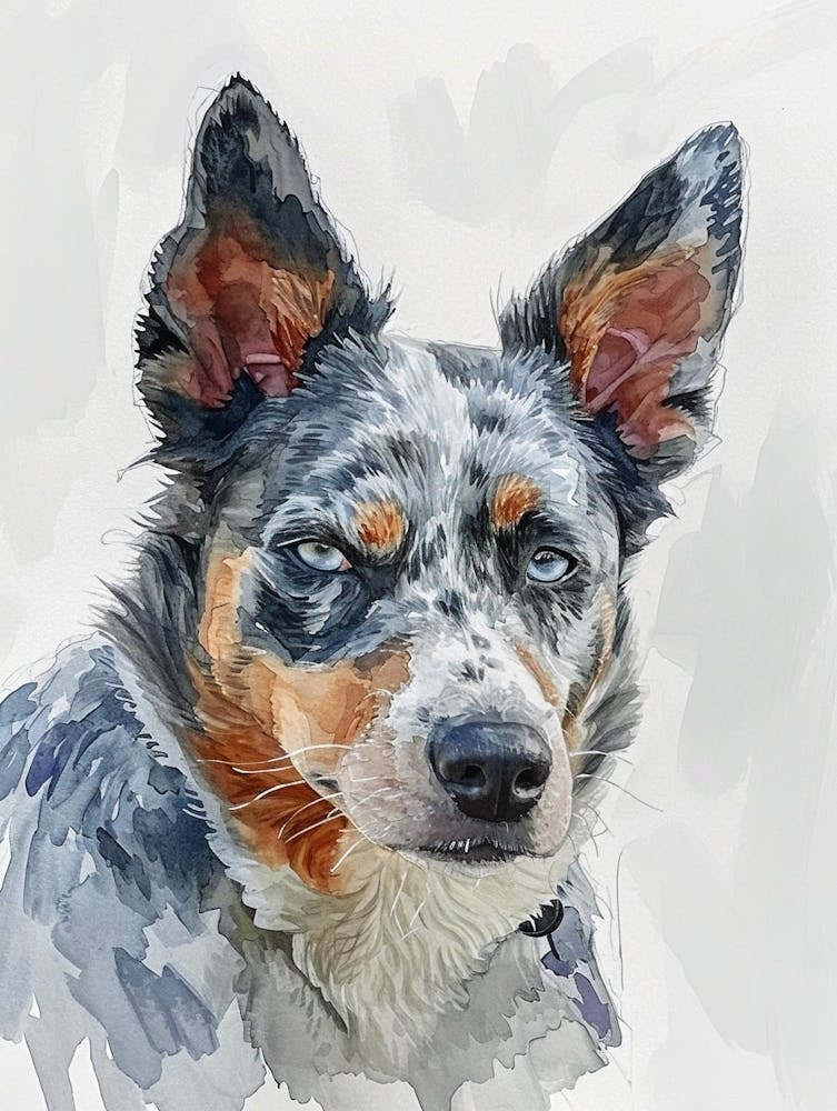 Australian Shepherd Dog Watercolor Painting 3