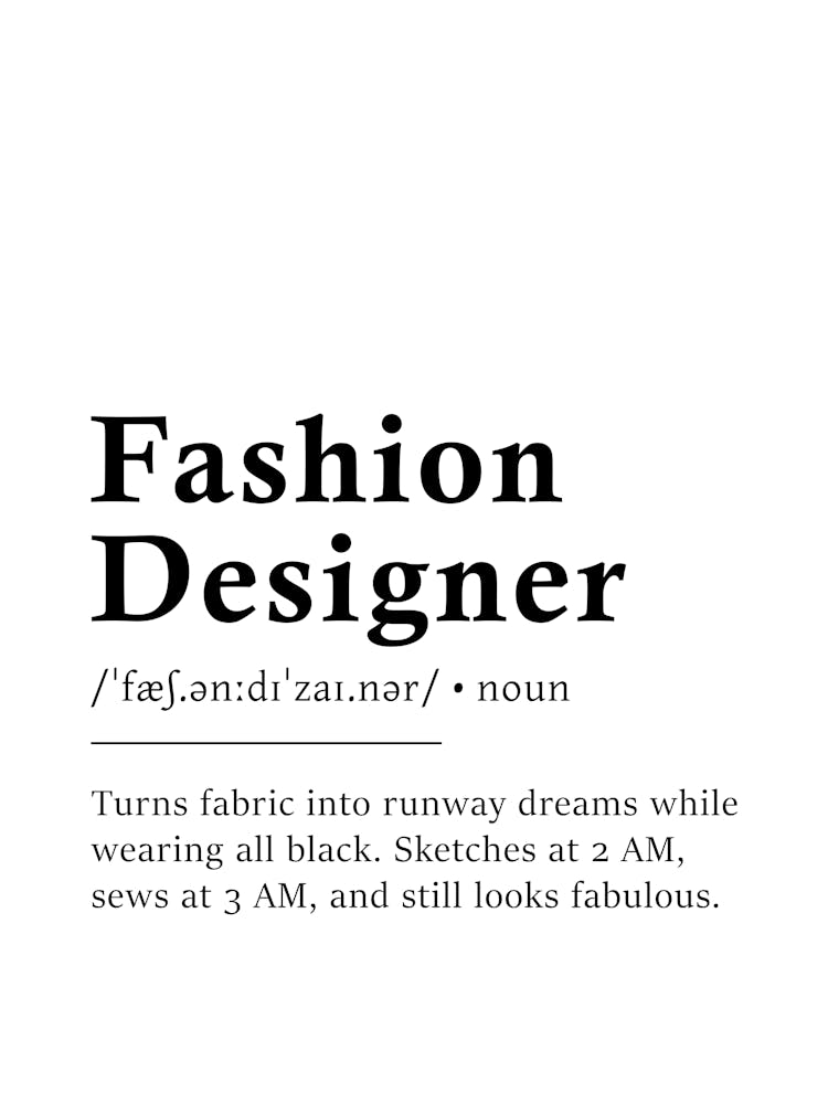 Fashion Designer Definition Poster - Dictionary