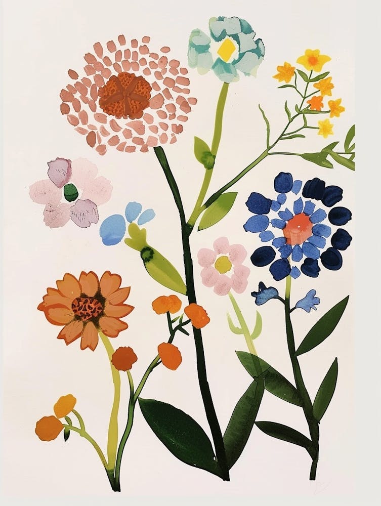 Painted Florals Scabiosa 1