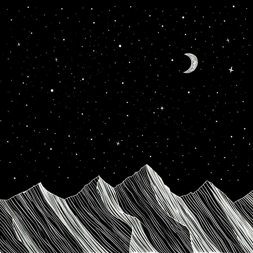 Night Sky With Mountains