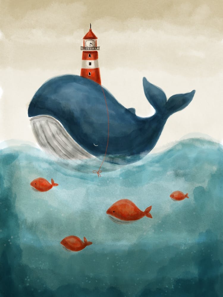 Whale With Lighthouse