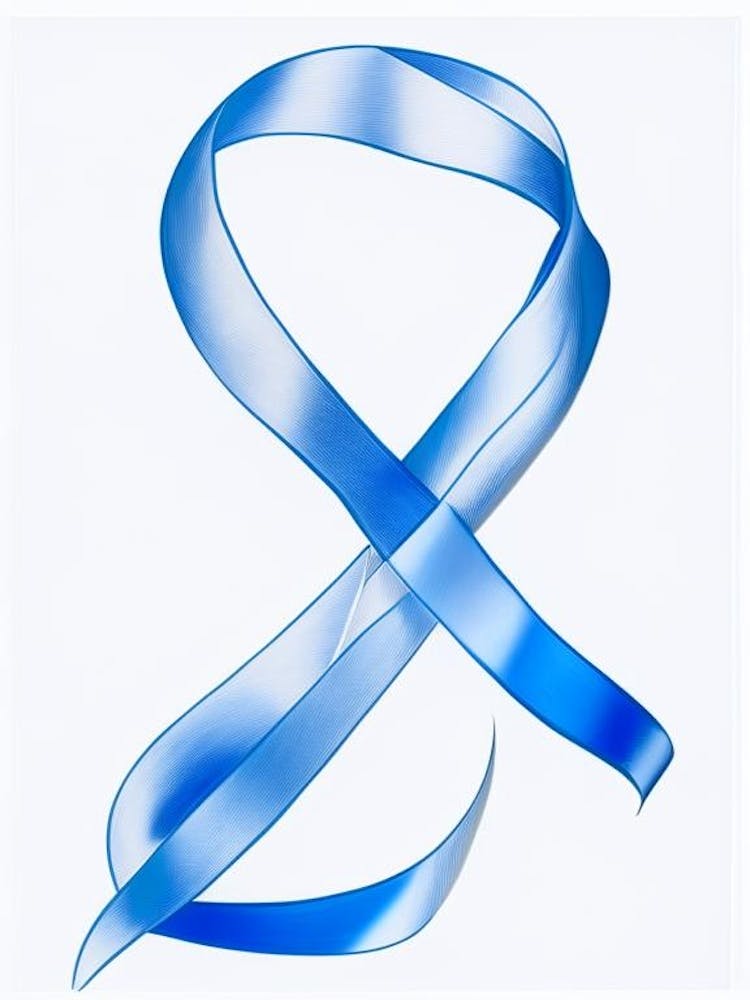 Hope Ribbon Symbol Blue And White Line Drawing