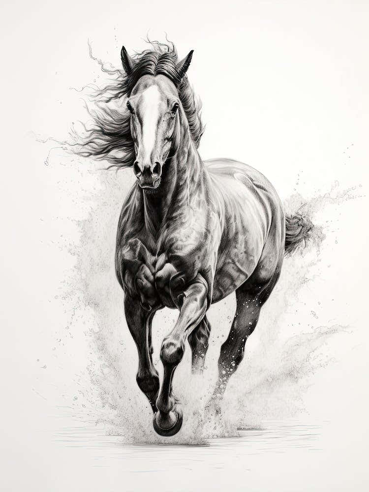 A Horse Painting In The Style Of Stippling 1