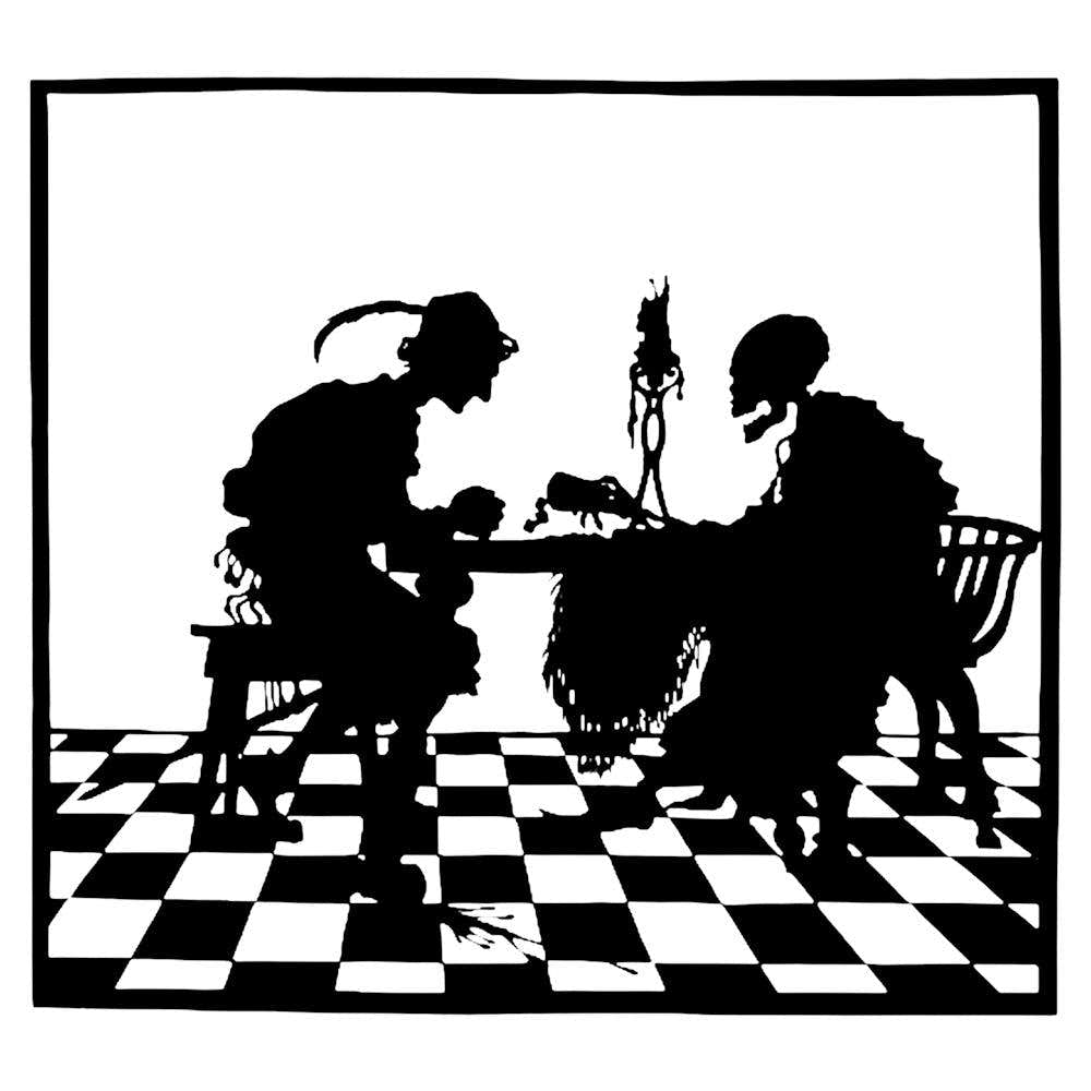 Meeting With Death - 1922 Vintage Illustration for A Danse Macabre by Walter Draesner - Witchy of Witches Dance Hanged Man Grim Reaper Witchcraft Pagan Woman Man Skeleton Cool Spooky