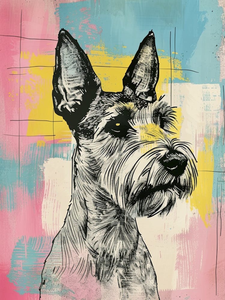 Pastel Fox Terrier Dog Line Illustration 2