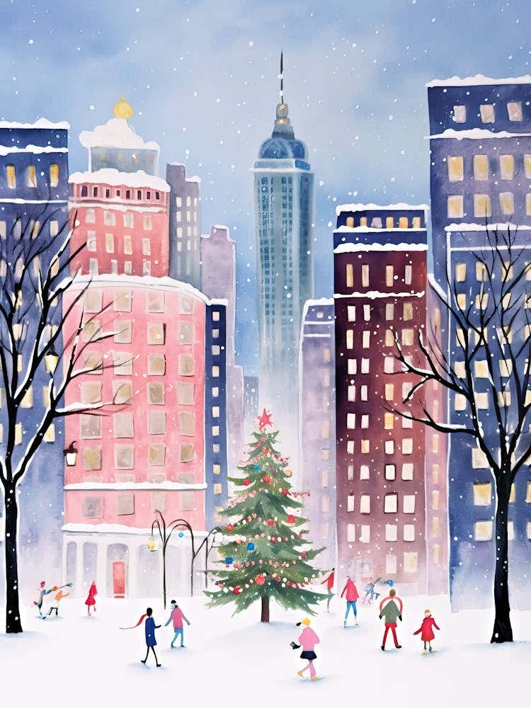 New York City Travel Christmas Painting