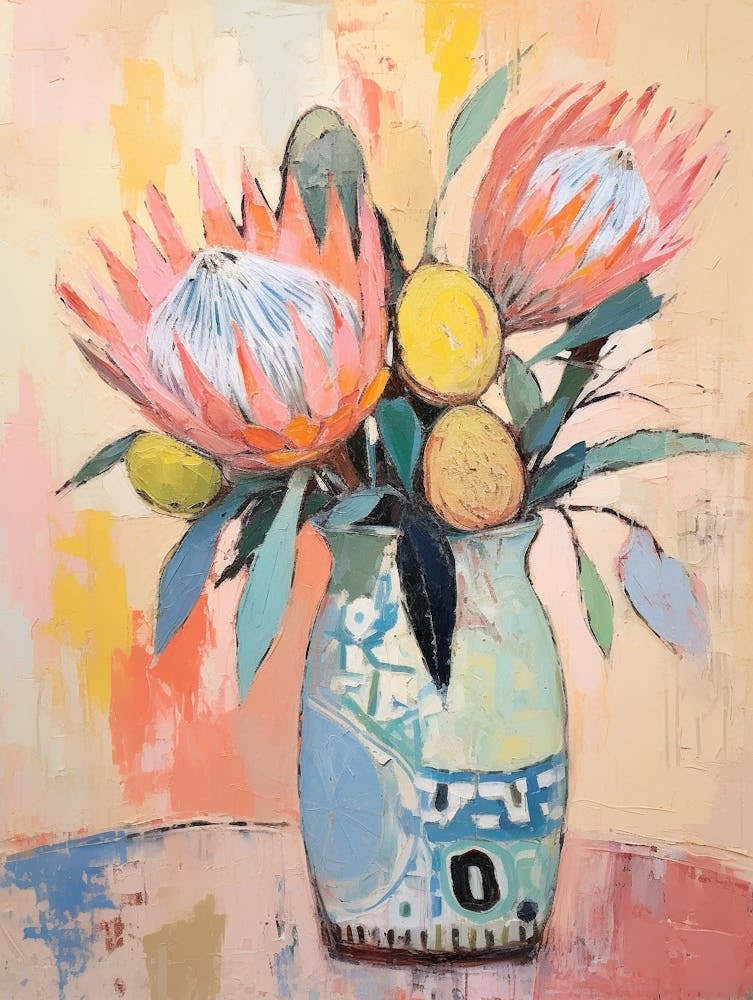 Flower Painting Fauvist Style Protea 2