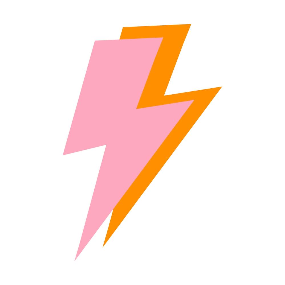 Pink and Orange Lightning Bolts Square