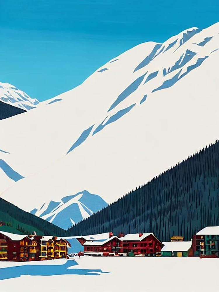 Val D'Isère, France Midcentury Vintage Skiing Poster