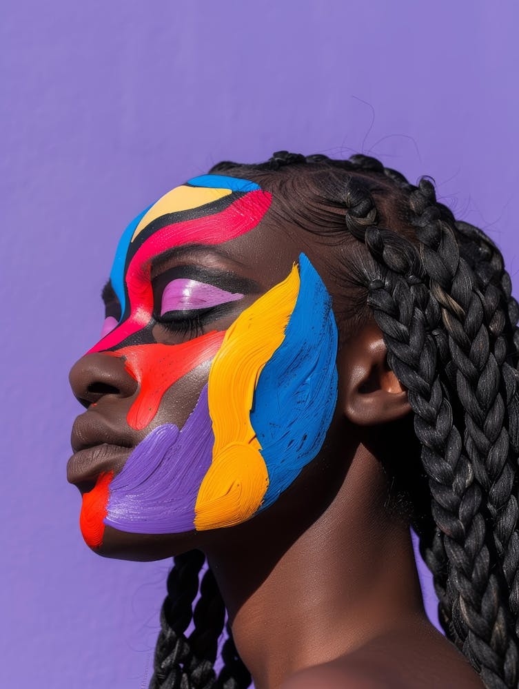 Beautiful African Woman With Colorful Face Paint