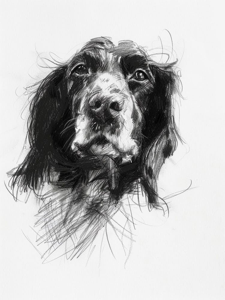 English Springer Spaniel Dog Charcoal Line 1