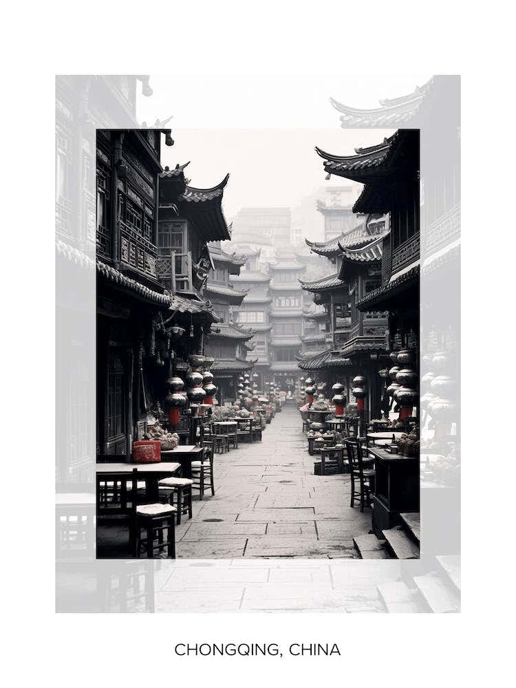 Poster Of Chongqing, China, Black And White Old Photo 3