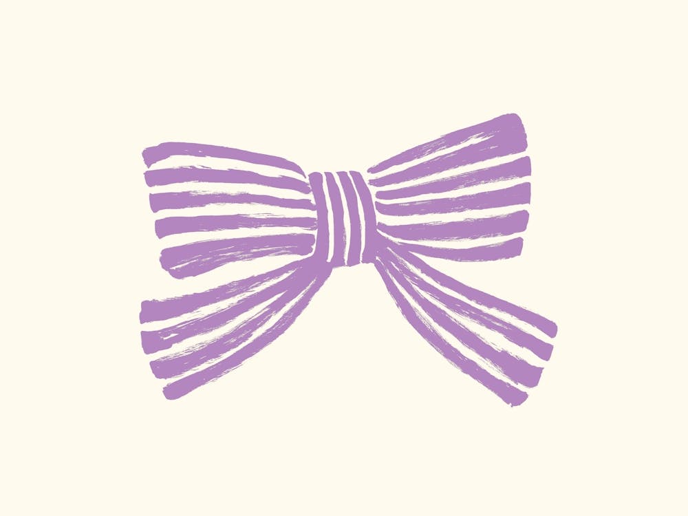 Blue Stripe Bow Ribbon - Violet Purple