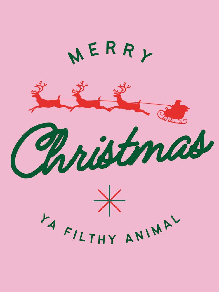 Merry Christmas Ya Filthy Animal Pink & Green