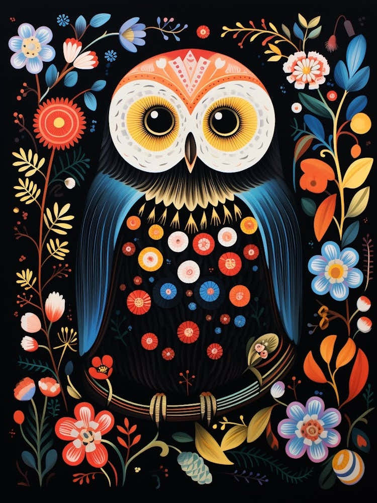 Folk Bird Illustration Snowy Owl 2