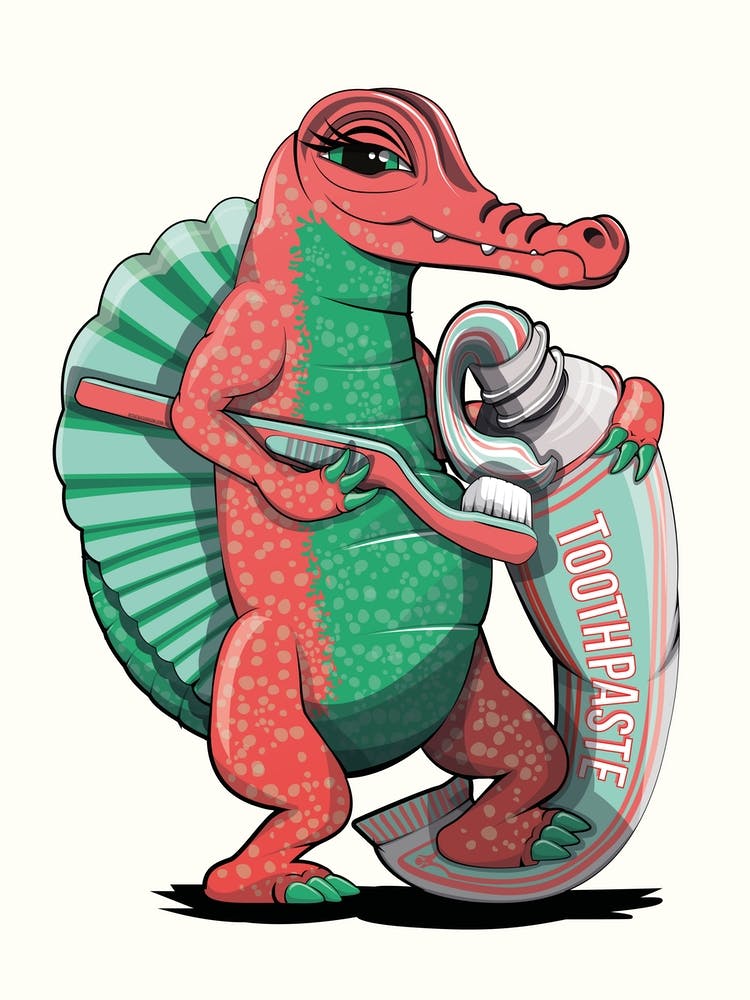 Dinosaur Spinosaurus Brushing Teeth