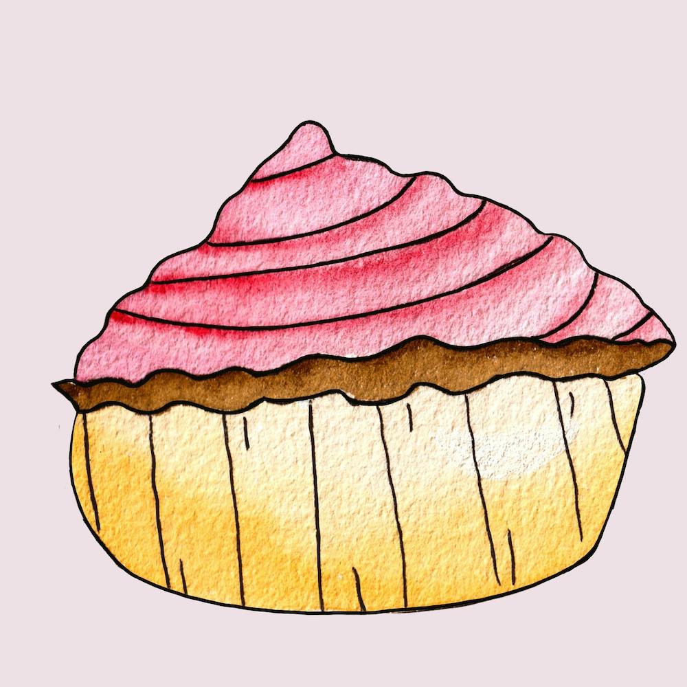 Gold And Pink Strawberry Cupcake Square